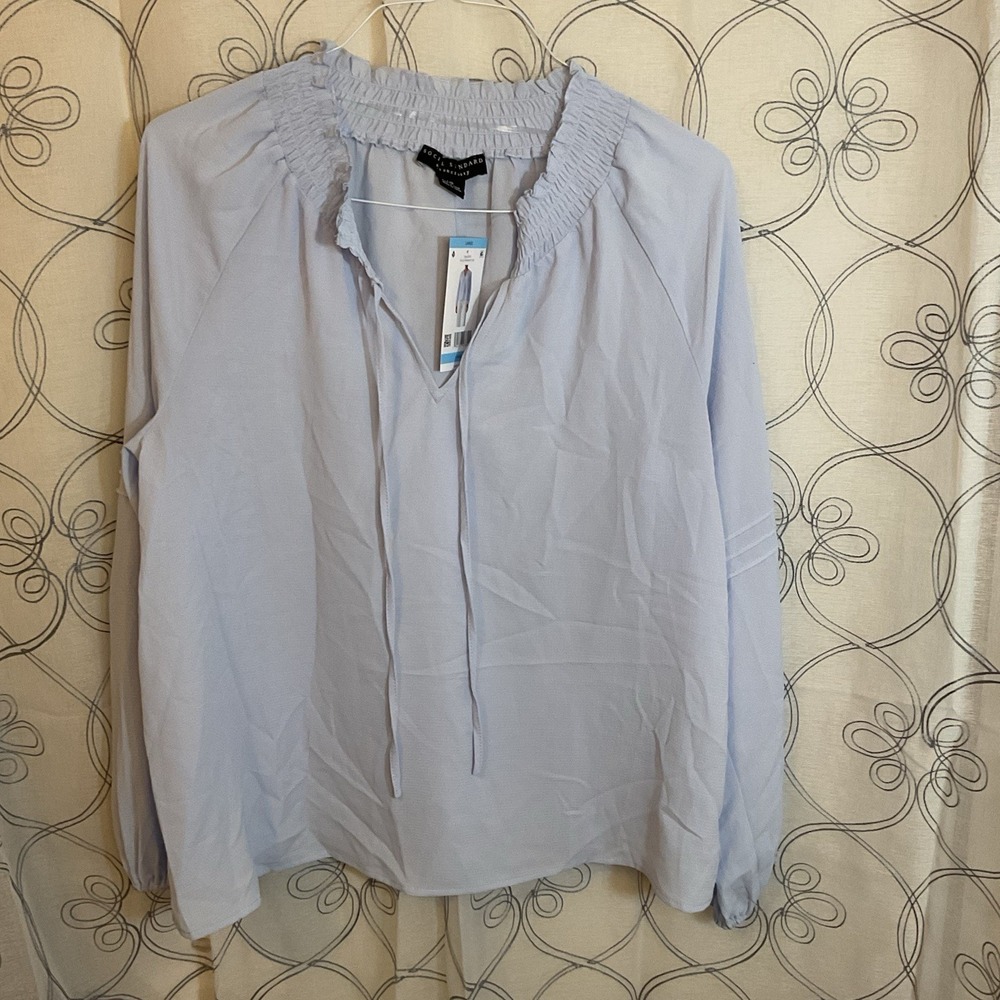 Social Standard By Sanctuary Blue Keyhole Long Sleeve Blouse Women's Large